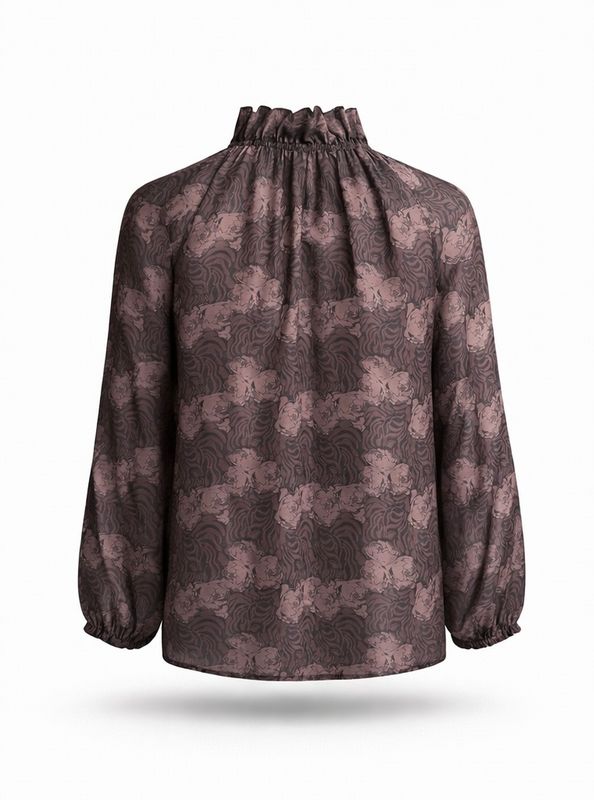Amuse Silkebluse Elise 888BrownPrintAW26