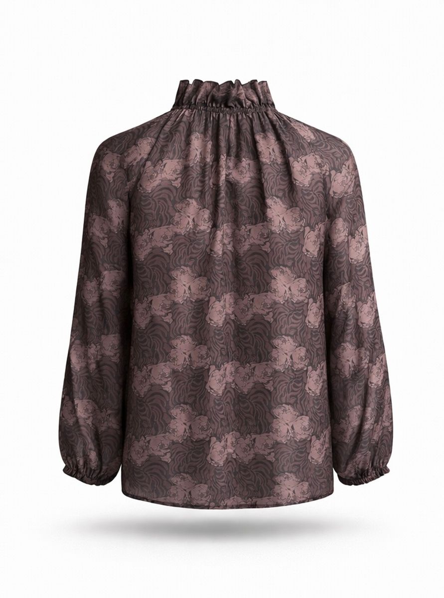 Amuse Silkebluse Elise 888BrownPrintAW26