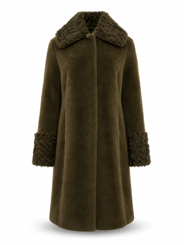 Amuse Shearling Coat Oprah Olive