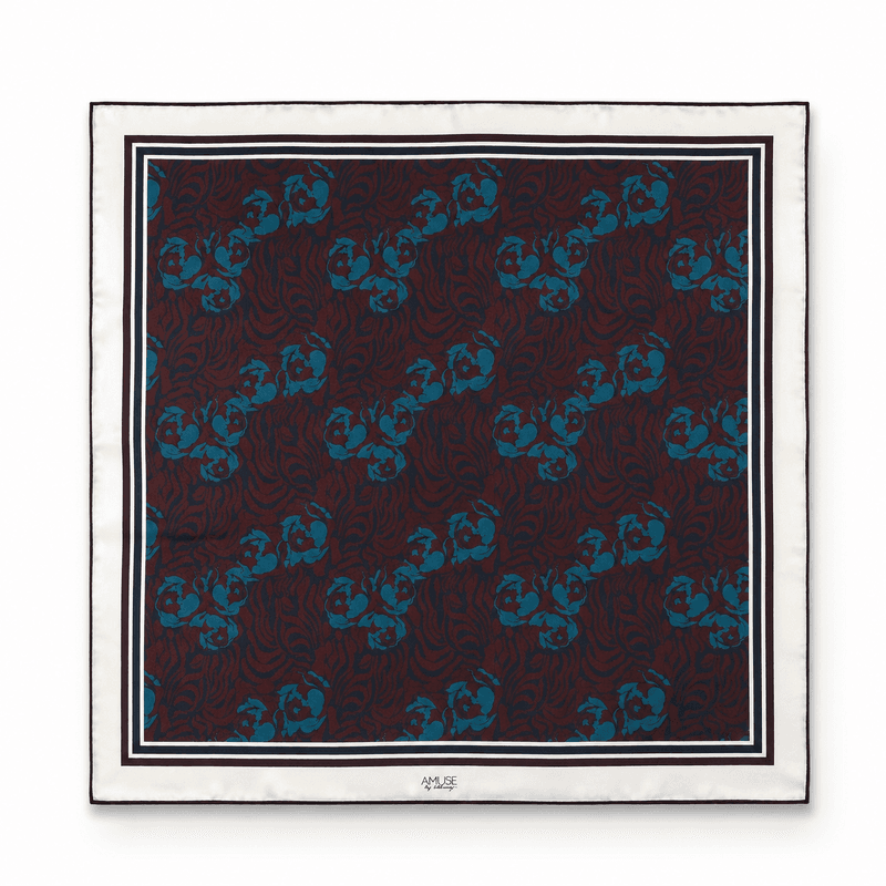 Amuse Silkeskjerf Eloise 859Burg/Navy/GreenPrintAW26